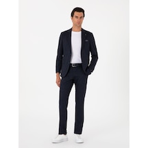 Cacharel Lacivert Slim Fit Mikro Desen Yün Karışımlı Takım Elbise