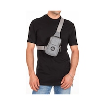 Newish Polo Erkek Keten Kumaş Belgrat Telefon Bölmeli Çapraz Göğüs Ve Omuz Çantası New186 - Gri