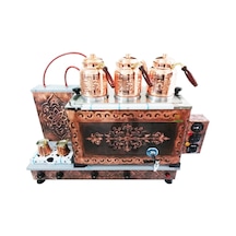 3 Demlikli Bakır Çay Ocağı Bakır Çay Kazanı Elektrik + Doğalgazlı