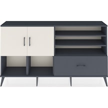 Arges Konsol 7 Raflı Tek Çekmeceli 2 Kapaklı 176x30x99 Antrasit-aytaşı/antrasit Aytası/antrasıt - Antrasıt