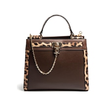 Silver Polo Sp1166 Kadın El Çantası Düz Kahve-leopar Taba