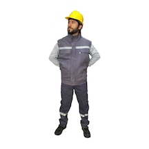 İş Elbisesi Yelek Pantolon Takım 7/7 Gabardin Kumaş Gri