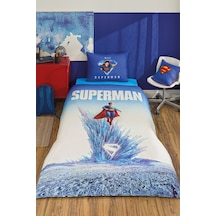 Özdilek Superman Genesis Tek Kişilik Lisanslı Lastikli Çarşaf Çocuk Nevresim Takımı Mavi