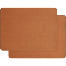 2 Adet Amerikan Servis 44x35 Cm Taba Renk Suni Deri Masa Altlığı, Su Geçirmez, Kaymaz, Isıya Dayanıklı Şık Sofra Ve Masa Koruyucu Placemat Seti Acı Kahverengi