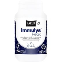 Natur Immulys Peak 60 Soft Jel Kapsül Kedi Ve Köpek Bağışıklık Güçlendirici Göz Akıntısı Ve L-lizin