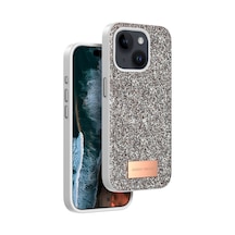 Apple Uyumlu iPhone 15 Bright Simli Kapak Altın