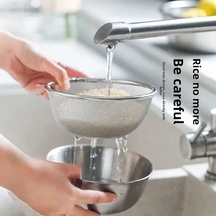 Konesam Stainless Steel Kalın Tabaklı Mutfak Süzgeci: Sebze Yıkama, Pirinç Yıkama Ve Süzme İşleviyle Evde Kullanımı Kolay Gümüş Diğer