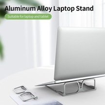 Pazly Alüminyum Alaşımlı Dizüstü Bilgisayar Standı, Taşınabilir Katlanır Tablet Dizüstü Standı, Gri/siyah/gül Altını Renkli