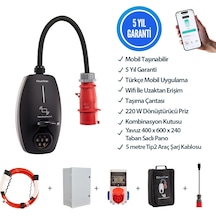 22KwEvwallboxV3 PlastikPano Tekli Kombinasyon 5mt Tp2Kablo