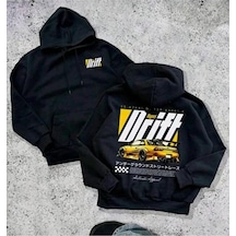 Hunors Sportswear & Company Yarış Arabaları Baskılı Kadın/erkek Unisex Oversize Kapüşonlu Sweatshirt SIYAH