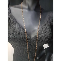 80 Cm Lazer Kesim Model Rose Renk Çelik Sevgiliye Eşe Anneye Arkadaşa Hediye Kolye Zincir Rose Gold