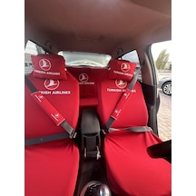 Thy Baskılı Oto Servis Kılıfı, Kemer Pedi, Yastık Takımı Kırmızı Kırmızı