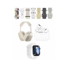 Karler Bass K32 Kombo 7 Adet Kordon Akıllı Saat Airpods Kulaklık Kafa Üstü Kablosuz Kulaklık Set - Beyaz Yok