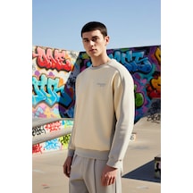 Benerly Erkek Bisiklet Yaka Standart Kol Oversize Pamuk Sweatshirt F Gri