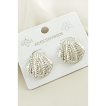 İstiridye Metal Küpe - Gümüş Rengi N162