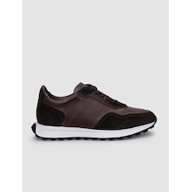 Cabani %100 Hakiki Deri Kahverengi Bağcıklı Erkek Sneaker Kahverengi