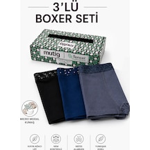 Mutig Tencel Modal Erkek Boxer 3'lü Gri - Siyah