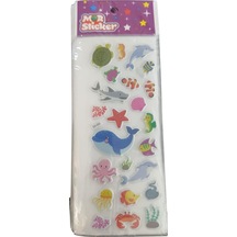 Mor Sticker Silikon Kabartma Deniz Canlıları 20'li Paket Çok Renkli