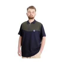 Mode Xl Büyük Beden Erkek T-Shirt Polo Fragmented 23325 Lacivert 001