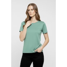 Wear Vexel Kadın T-shirt Bisiklet Yaka Slim Fit Likralı Tişört Yazlık Basic Body - Mint Yeşili Mint Yeşili