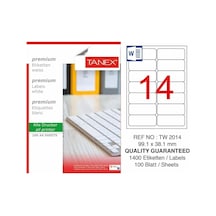 Tanex TW-2014 99.1x38.1mm Kuşe Laser Etiket 1400 Adet