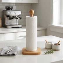 %100 Doğal Bambu Kare Kağıt Havluluk - Minimalist Dik Ahşap Havlu Standı 12x28 Cm, 1 Adet Diğer