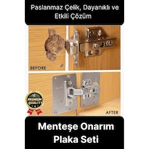 Premium Paslanmaz Çelik Mobilya Mutfak Kapı Etkili Çözüm Dayanıklı Menteşe Tamir Onarım Plaka Seti Diğer