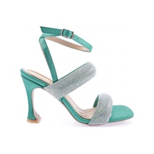 Dgn 8033-23y Kadin Silver Taş Bantli Bilekten Bağli Topuklu Ayakkabi 8033-2219-R12562 Yeşil Saten