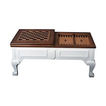 Roys Ahşap Beyaz Ceviz Masif Tavlalı Satrançlı Orta Sehpa