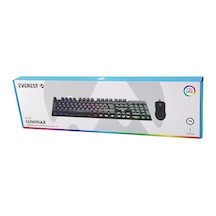 Siyah Gökkuşağı Işıklı Usb Kablolu Oyuncu Klavye - Mouse Set 5047