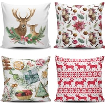 Kırlent Dünyası Yılbaşı Temalı 4 Lü Kombin Kırlent Kılıfı (461978218)