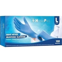 Haspet Mavi Pudrasız Nitril Muayene Eldiveni 100 Lü L-xl