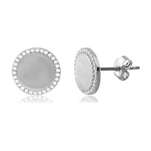 Oval Gümüş Taşlı  Küpe
