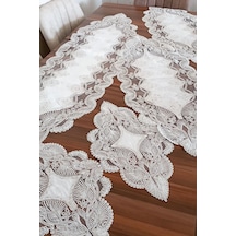 Salon Takımı 5 Parça Dantelli Masa Örtüsü Runner Seti Diğer