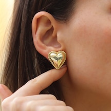 Kalp Bombshell Gold Kaplama Gümüş Küpe Gümüş