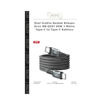 Özel Üretim Destek Bileşen Ürün Nb-q267 60w 1 Metre Type-c To Type-c Kablosu