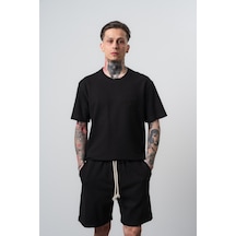 Respire Erkek Pis Dikişli Regular Fit T-shirt Siyah