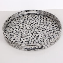 Pure Sedef 40 X4,5cm. Black Sedefli Mozaik Tepsi Mix