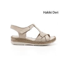 Gönderi(R) Gönderi R Kadın Bej Antik Cırt Bantlı Dolgu Topuk Hakiki Deri Sandalet Dyza65145711 Bej