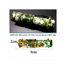 Omeniv Kamuflaj El Feneri 2000 Lm Zoom Deprem Outdoor Kamp Çok Renkli