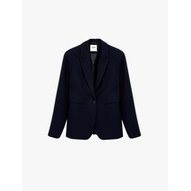 Koton Düğmeli Cepli Geniş Yaka Krep Blazer Ceket Lacivert 6sak50039uw Lacivert