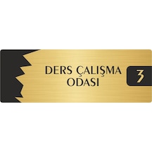 Metal Departman Kapı İsimliği, Yönlendirme Levhası Ders Çalışma Odası 3 5x20 Cm Altın Renk