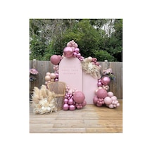 Krom Pembe Retro Pınk Blush Ve Rosewoood Balon Zinciri 100 Adet Mix
