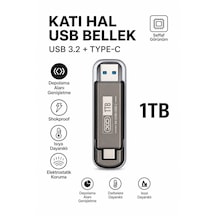 1 Tb Katı Hal Usb Bellek Usb 3.2 + Type-c Çift Girişli Taşınabilir Flash Bellek Telefonda Bilgisayara Aktarma Yüksek Hızlı Dayanıklı Ve Çok Korumalı Ssd Korumalı Darbeye Dayanıklı Anti Manyetik 1 Adet
