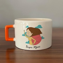 Süper Mom Pelerin Baskılı Turuncu Kulplu C Fincan
