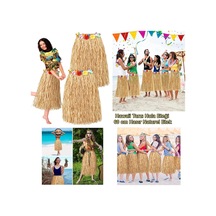 Hawaii Tarzı Hula Eteği 60 Cm Hasır Naturel Etek Bx40 Açık Gri