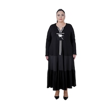 Kadın Büyük Beden Salaş Siyah Uzun Oversize Elbise