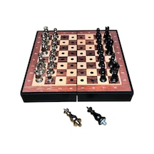 Gifthome Black Klasik Ceviz Desenli Mini Seyahat Boy Satranç Takımı 16 X 16 Cm