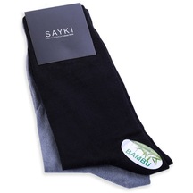 Siyah Düz Pamuklu Dikişsiz İkili Bambu Soket Çorap 17111022a001 180