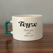 Teyze Baskılı Yeşil Kulplu C Fincan
